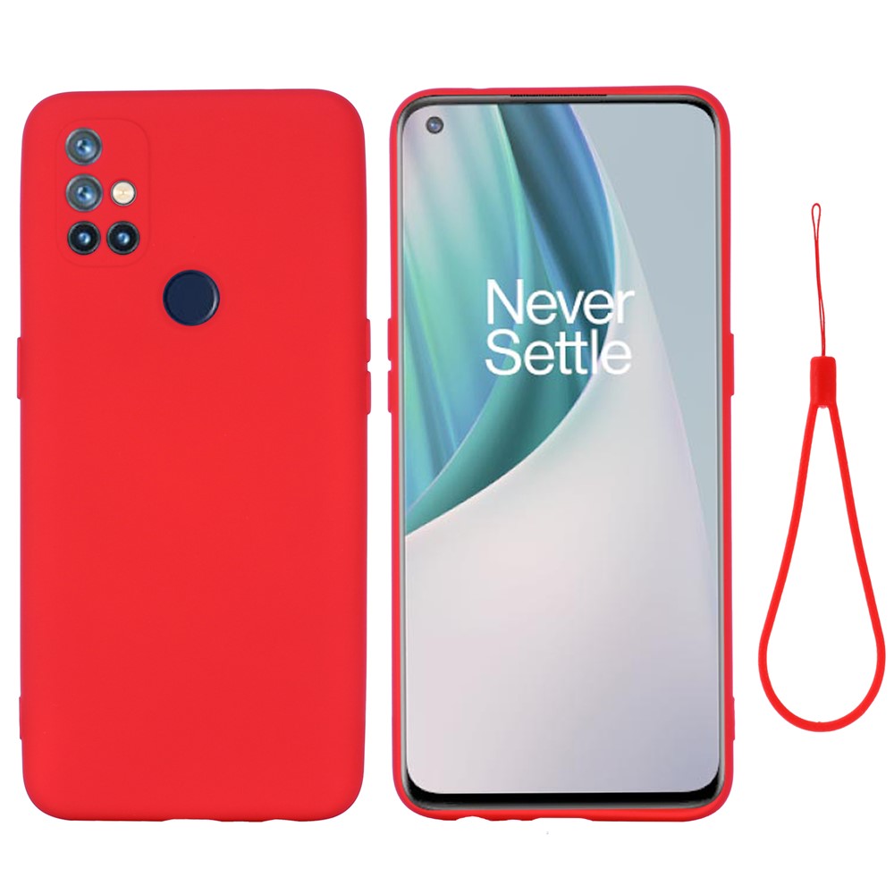 Shockproof Soft Liquid Silicone Phone Case for OnePlus Nord N10 5G - Red-2