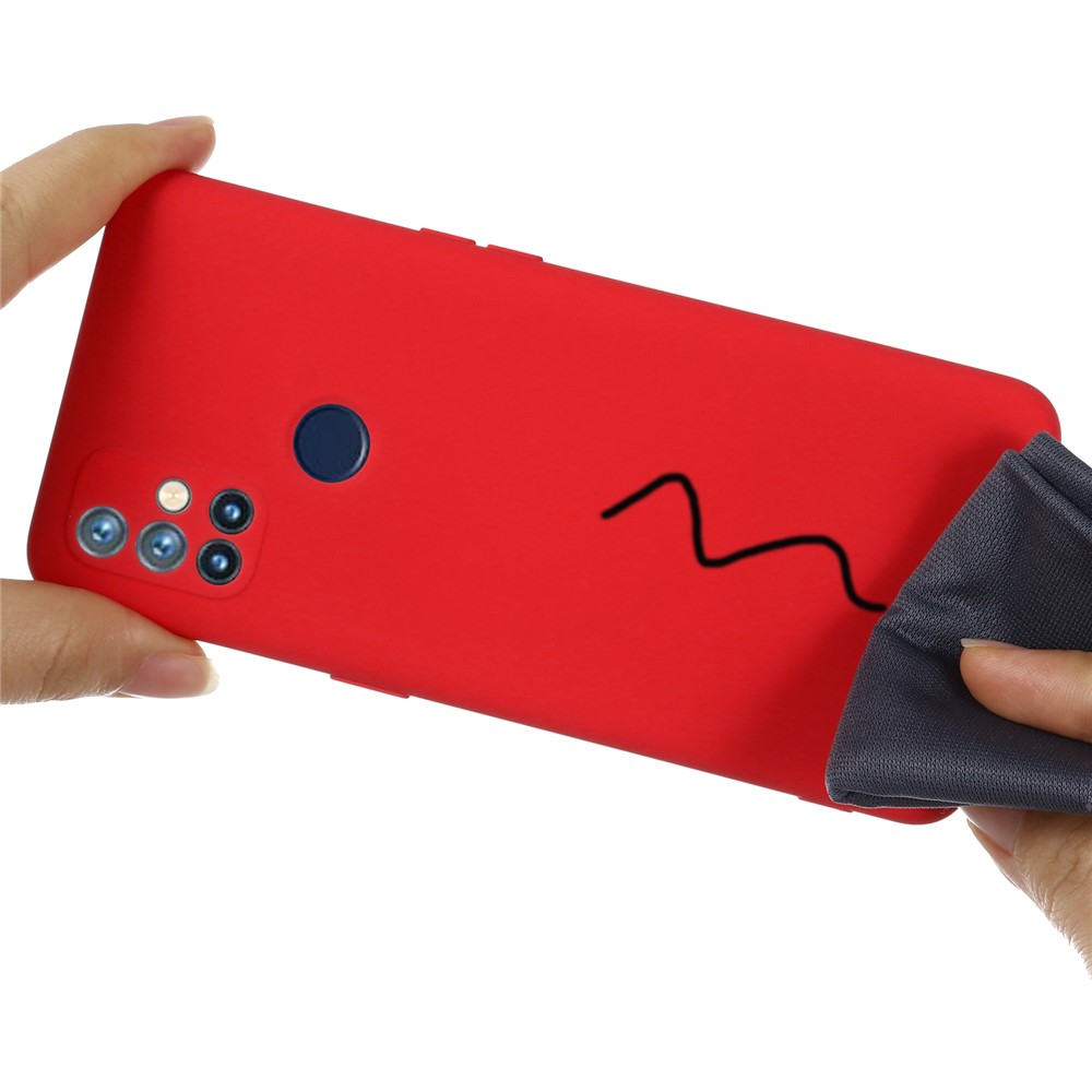Shockproof Soft Liquid Silicone Phone Case for OnePlus Nord N10 5G - Red-4