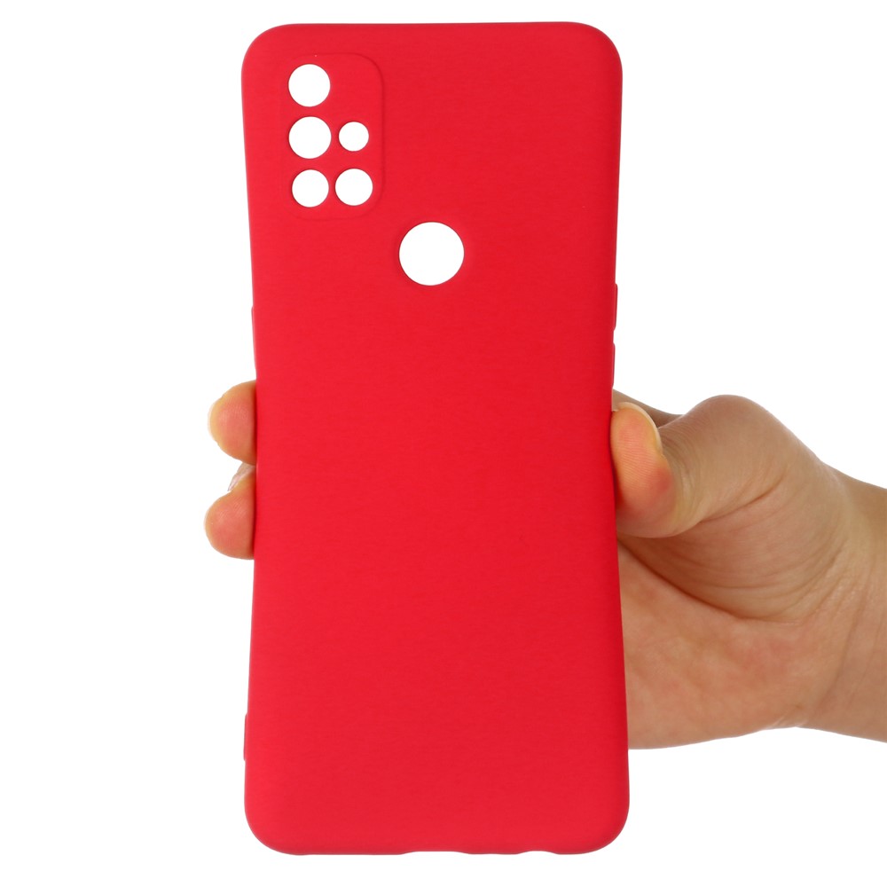 Shockproof Soft Liquid Silicone Phone Case for OnePlus Nord N10 5G - Red-5