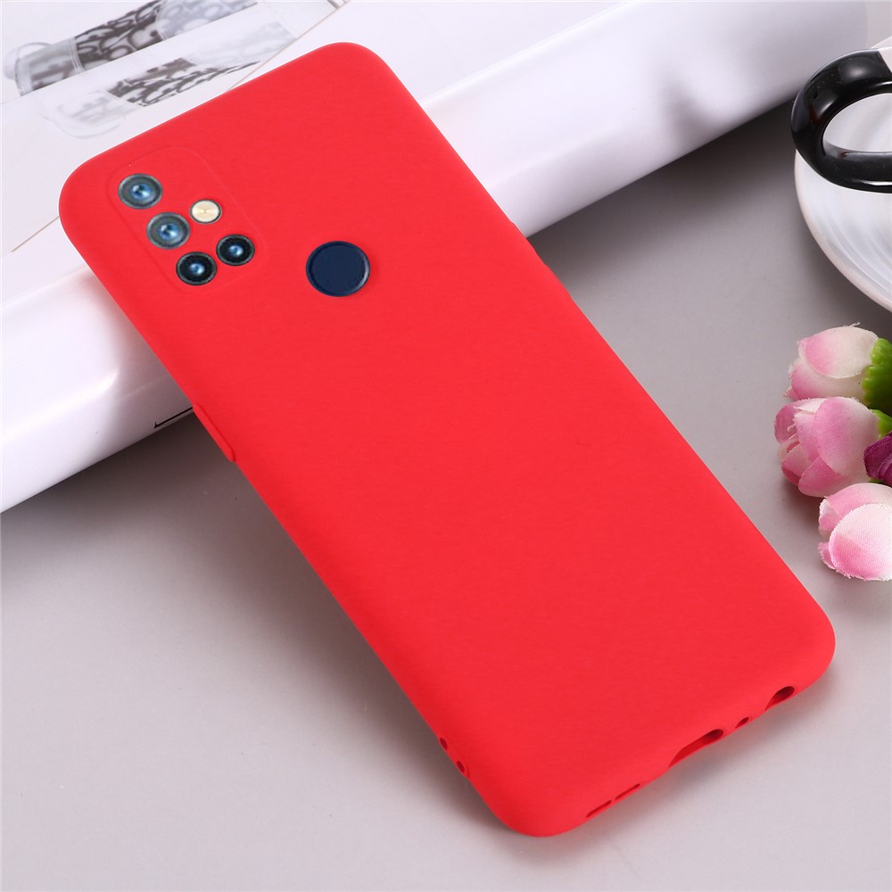 Shockproof Soft Liquid Silicone Phone Case for OnePlus Nord N10 5G - Red-6