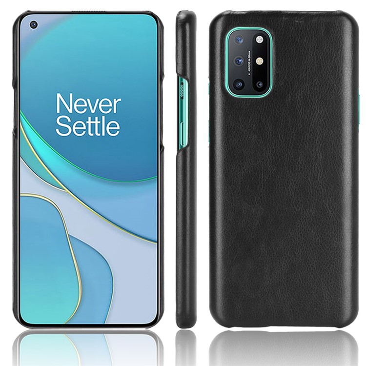 Litchi Texture Leather Coated PC Phone Shell for OnePlus 8T - Black-4