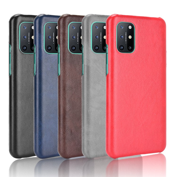 Litchi Texture Leather Coated PC Phone Shell for OnePlus 8T - Black-6
