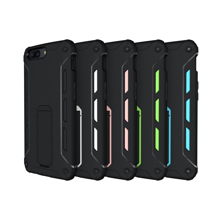 Soft TPU + Plastic Hard Protective Phone Case with Kickstand for OnePlus 5 - Black-12