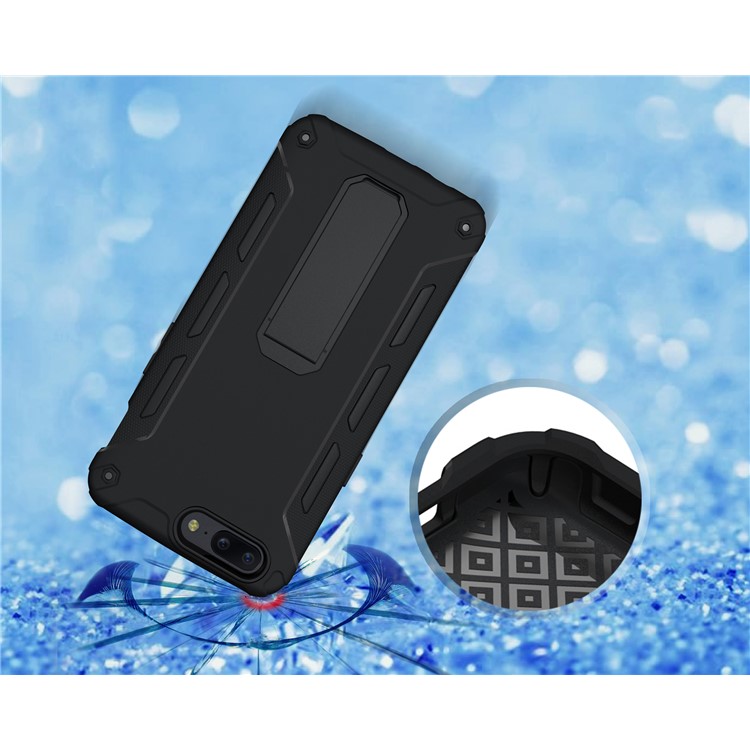 Soft TPU + Plastic Hard Protective Phone Case with Kickstand for OnePlus 5 - Black-6