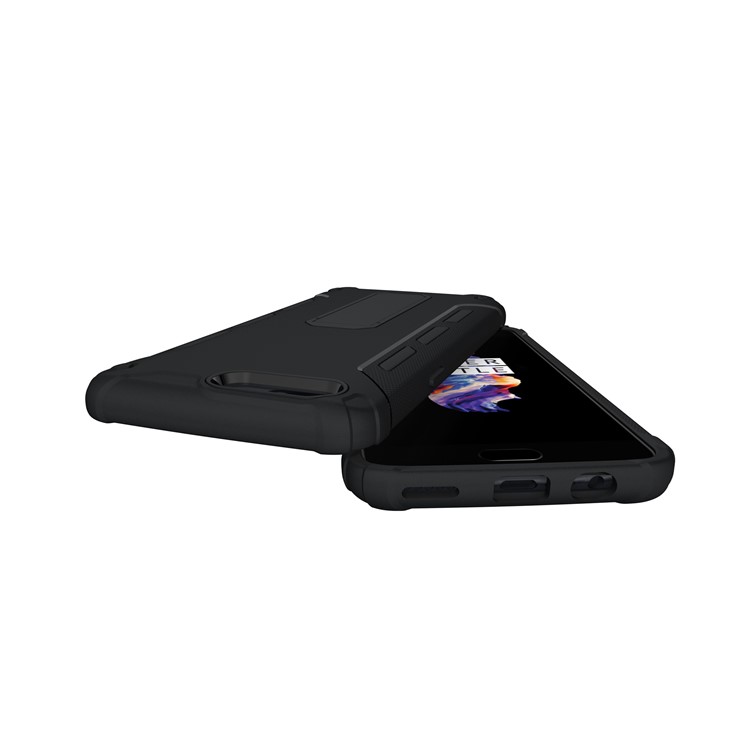 Soft TPU + Plastic Hard Protective Phone Case with Kickstand for OnePlus 5 - Black-7