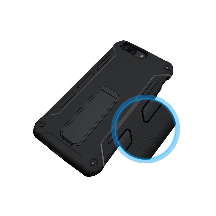 Soft TPU + Plastic Hard Protective Phone Case with Kickstand for OnePlus 5 - Black-8