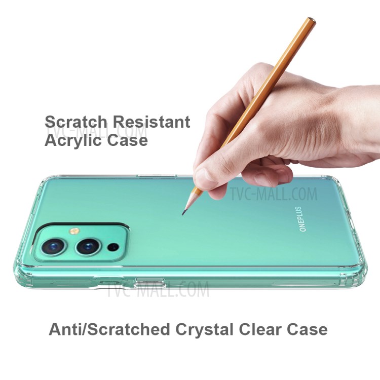 Clear Transparente Anti-arañazos Acrílico + TPU Atrás SHELL DE TELÉFONO CELULAR HÍBRIDO PARA OnePlus 9 (UE / Versión Estadounidense)