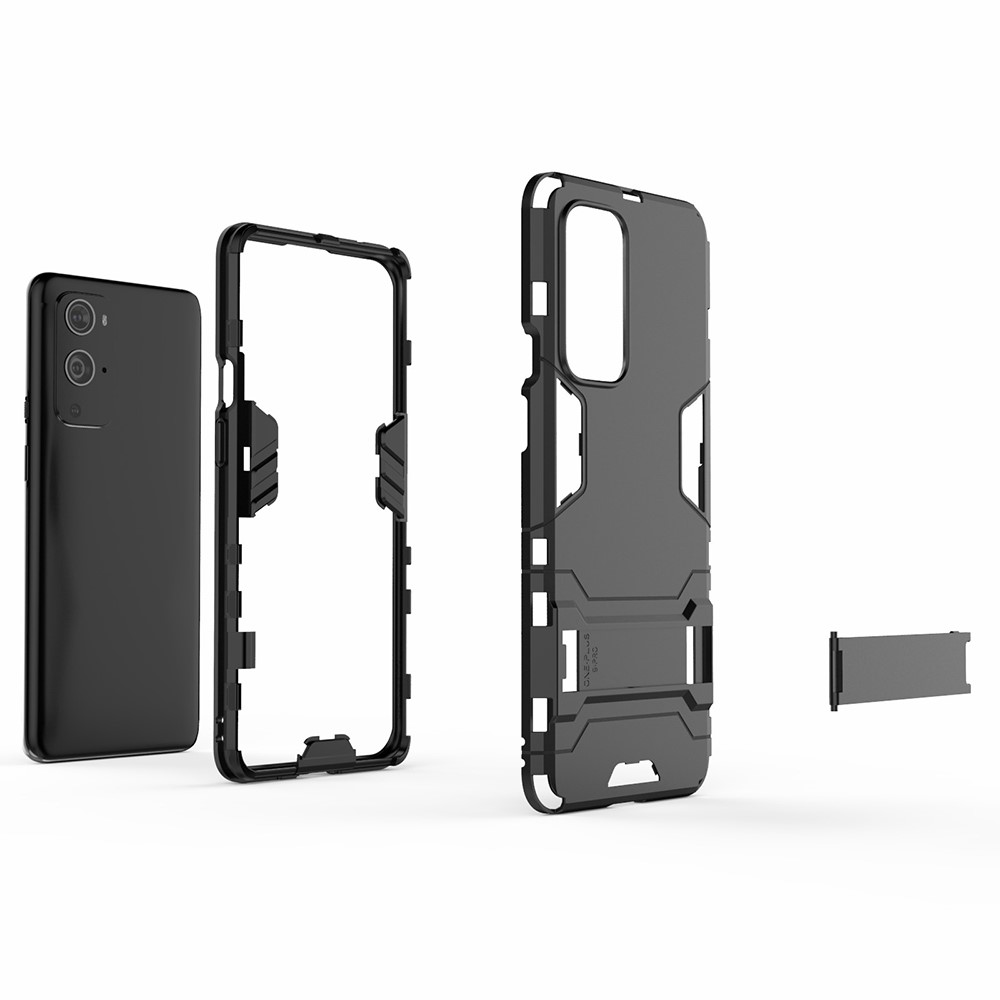2 in 1 Kickstand Plastic + TPU Hybrid Cover for OnePlus 9 Pro - Black-3