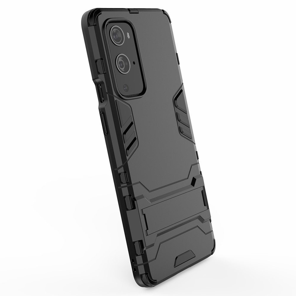 2 in 1 Kickstand Plastik + TPU Hybridabdeckung Für OnePlus 9 Pro - Schwarz