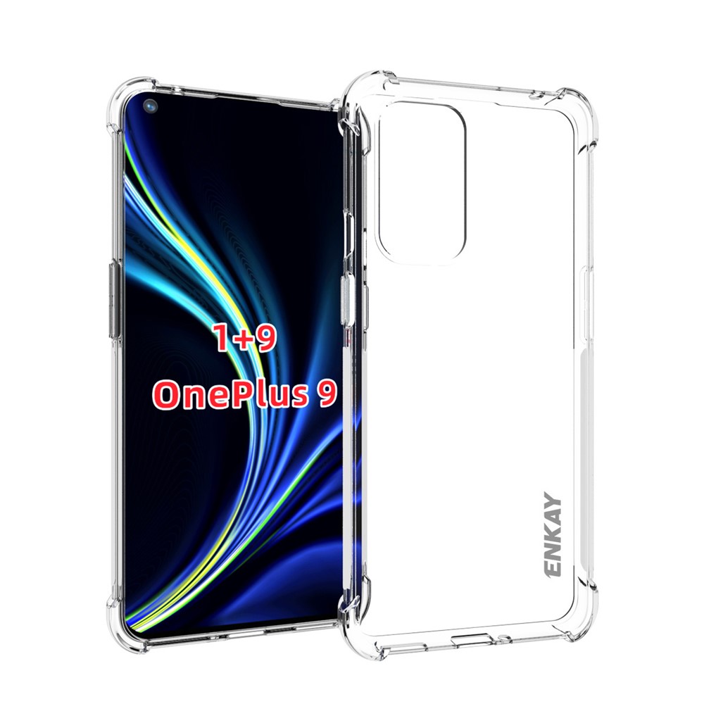 HAT PRINCE ENKAY ENK-PC099 4 Corners Thickened Cushion Antislip Shockproof Clear TPU Cover Case for OnePlus 9-1