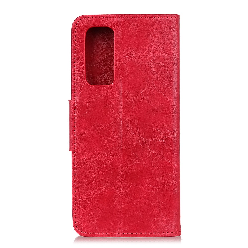 Crazy Horse Split Leather Wallet Stand Protector Cover for OnePlus 9 - Red-10