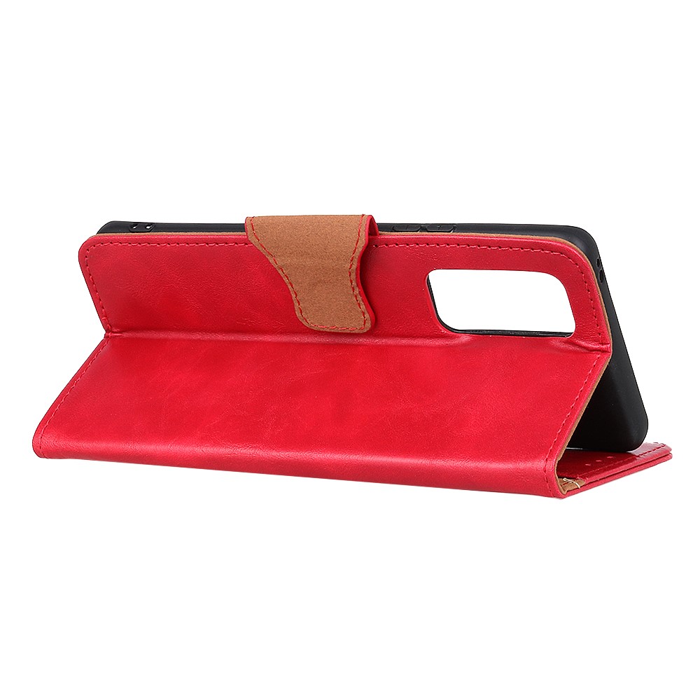 Crazy Horse Split Leather Wallet Stand Protector Cover for OnePlus 9 - Red-11