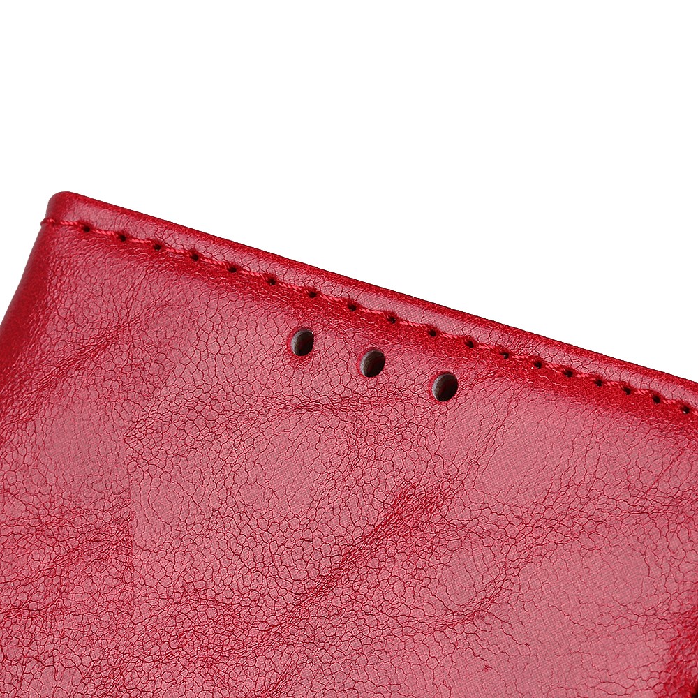 Crazy Horse Split Leather Wallet Stand Protector Cover for OnePlus 9 - Red-6