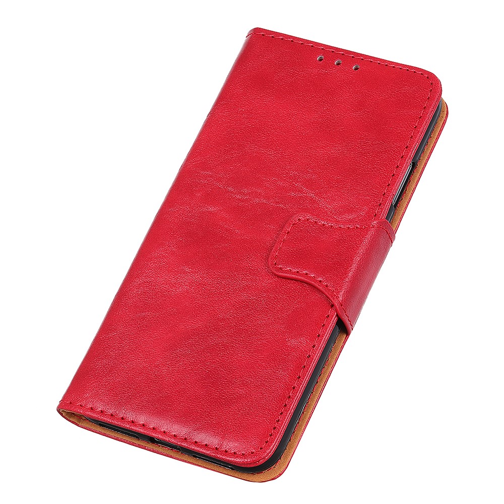 Crazy Horse Split Leather Wallet Stand Protector Cover for OnePlus 9 - Red-8