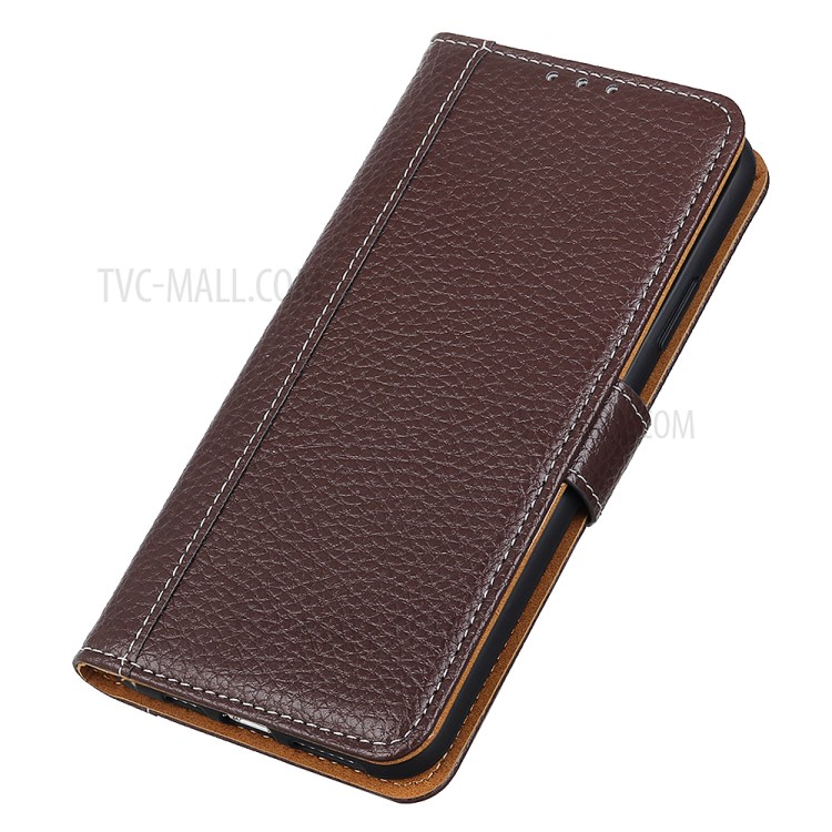 Litchi Skin Wallet Flip Leather Phone Case for OnePlus 9 - Brown-5