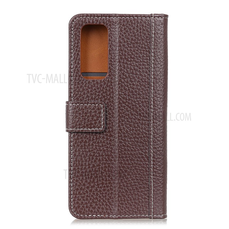 Litchi Skin Wallet Flip Leather Phone Case for OnePlus 9 - Brown-6