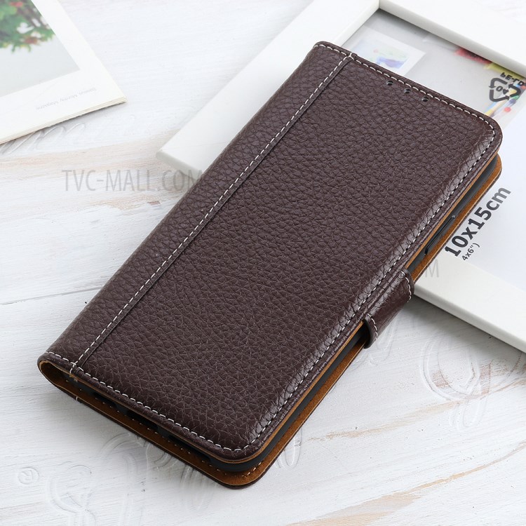 Litchi Skin Wallet Flip Leather Phone Case for OnePlus 9 - Brown-8
