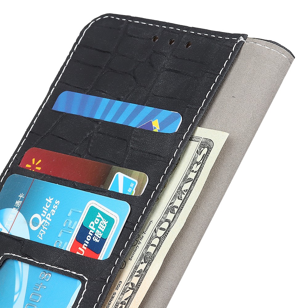Wallet Stand Crocodile Texture Leather Protector Case for OnePlus 9 - Black-7