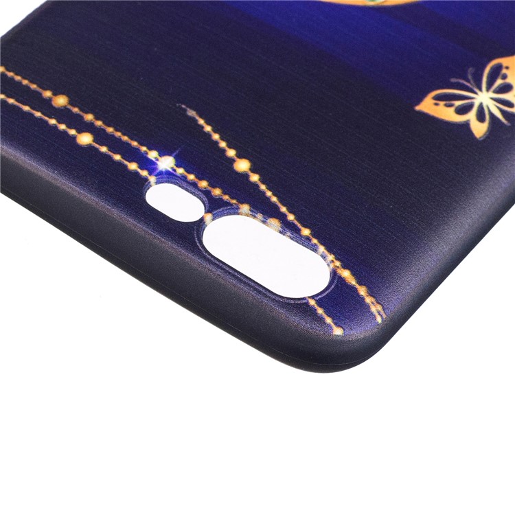 Embossed Pattern Soft TPU Mobile Phone Back Cover for OnePlus 5 - Gold Butterflies-2