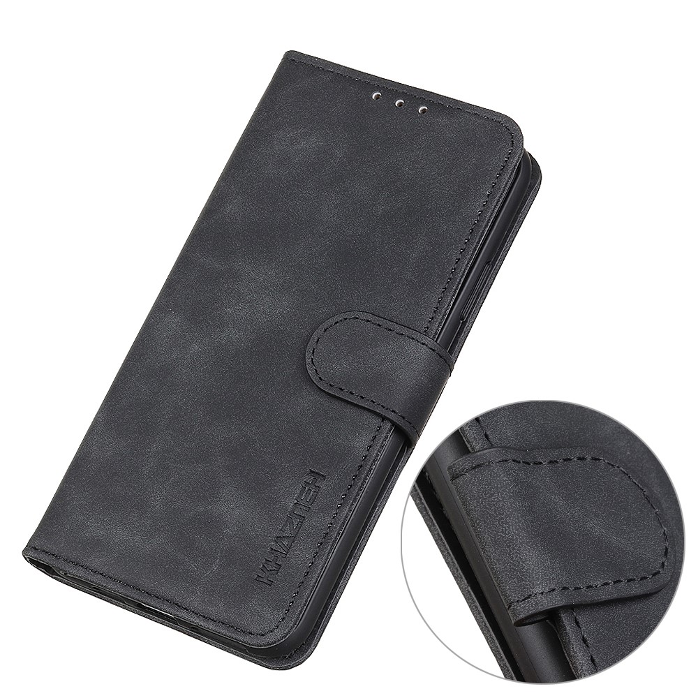KHAZNEH Retro Style Folio Flip Leather Mobile Phone Wallet Stand Cover Case for OnePlus 9 - Black-8