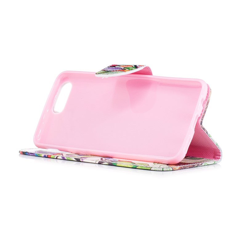 Patterned PU Leather Wallet Stand Protective Phone Shell for OnePlus 5 - Tree with Colorful Leaves-5