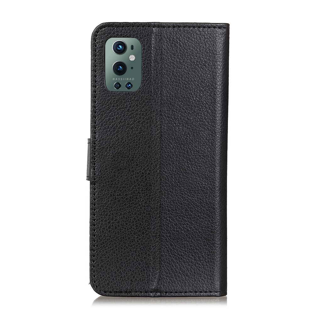 Wallet Stand Phone Cover for OnePlus 9 Pro Classic Litchi Texture Leather Case - Black-10