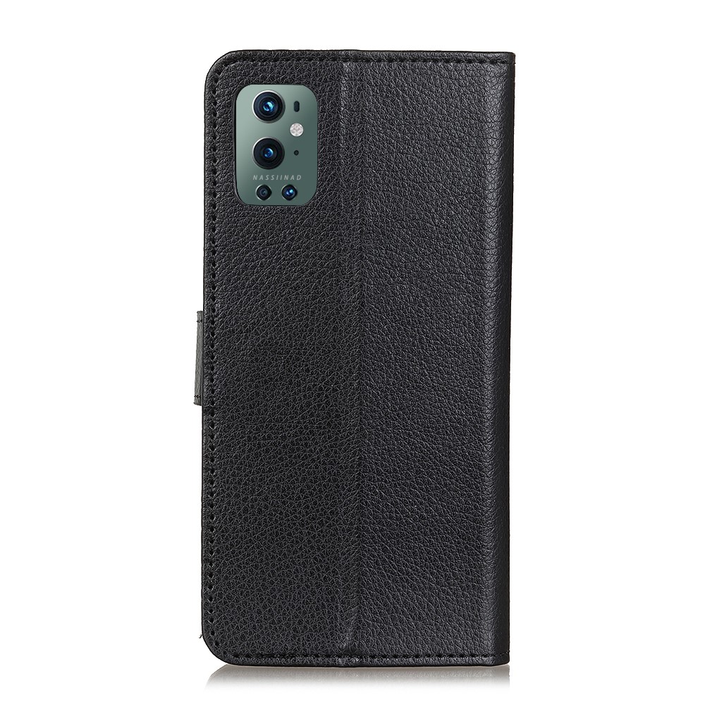 Для OnePlus 9 Pro Litchi Texture Chace Case Shock Roper The Cheely Phone Protector с Кошельком - Черный