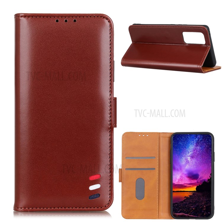 Magnetic Closure PU Leather Case for OnePlus 9 Pro Wallet Stand Mobile Casing - Brown-1