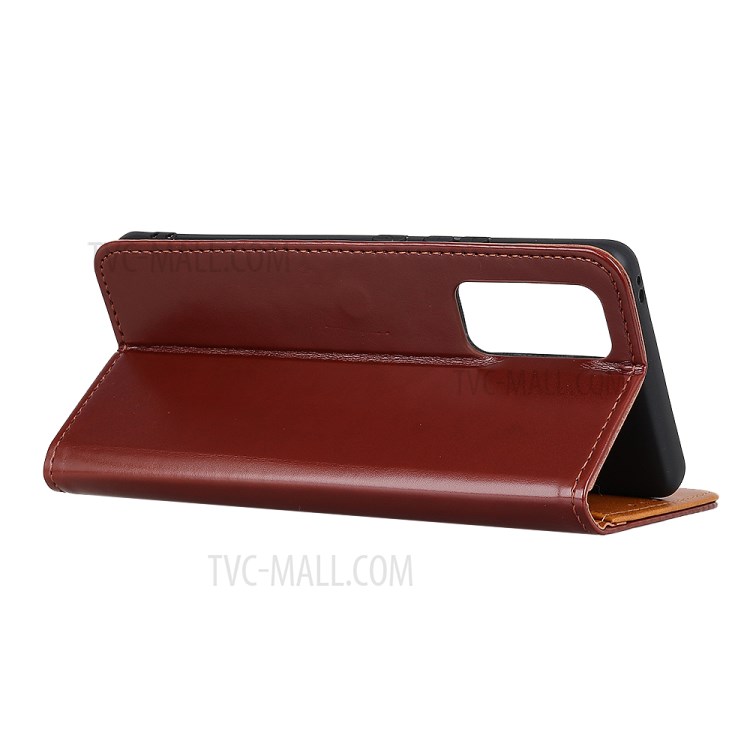 Magnetic Closure PU Leather Case for OnePlus 9 Pro Wallet Stand Mobile Casing - Brown-3
