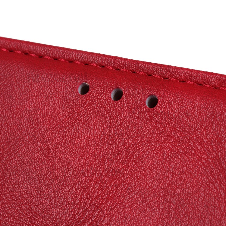 Brass Buckle Magnetic PU Leather Case with Wallet Stand Design for OnePlus 9 Pro Cellphone Cover - Red-10