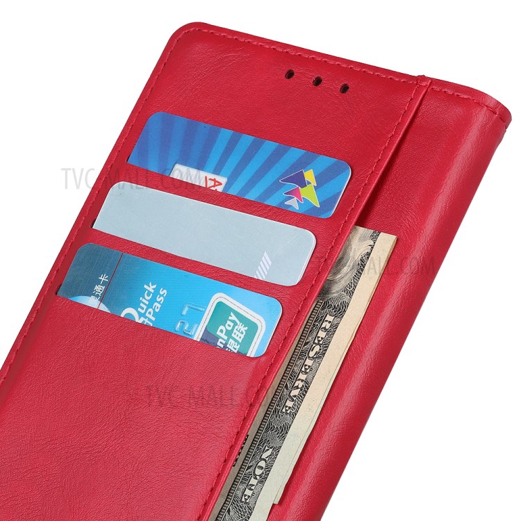 Brass Buckle Magnetic PU Leather Case with Wallet Stand Design for OnePlus 9 Pro Cellphone Cover - Red-11