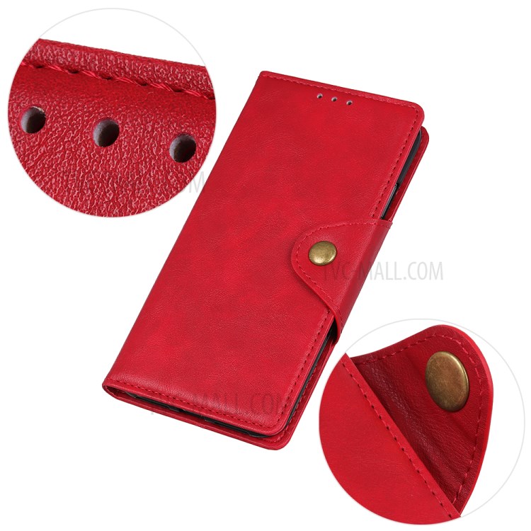 Brass Buckle Magnetic PU Leather Case with Wallet Stand Design for OnePlus 9 Pro Cellphone Cover - Red-5