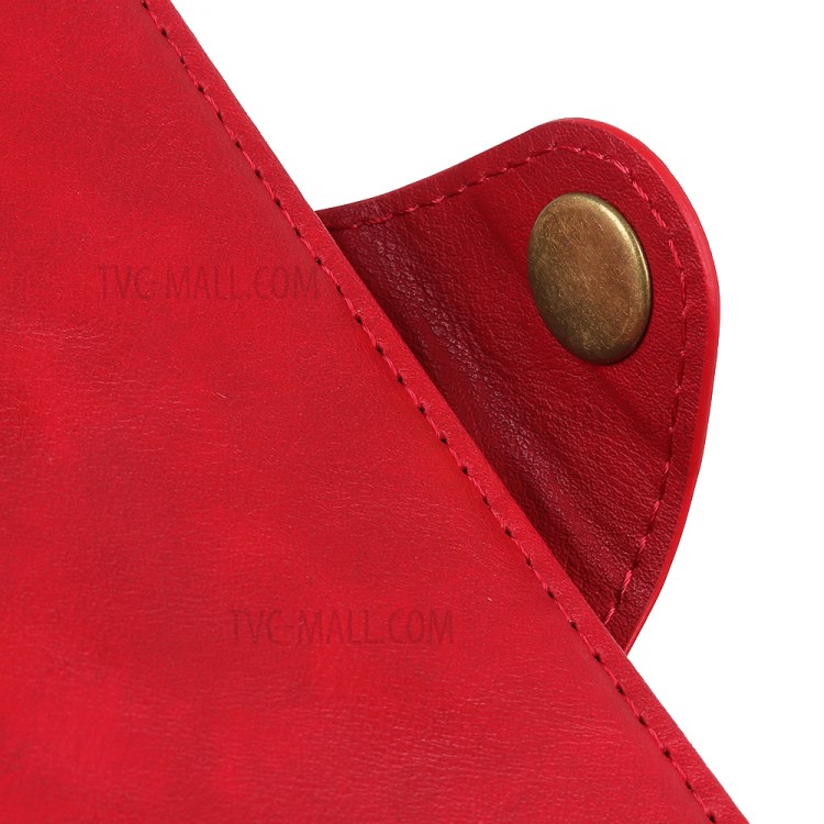 Brass Buckle Magnetic PU Leather Case with Wallet Stand Design for OnePlus 9 Pro Cellphone Cover - Red-7