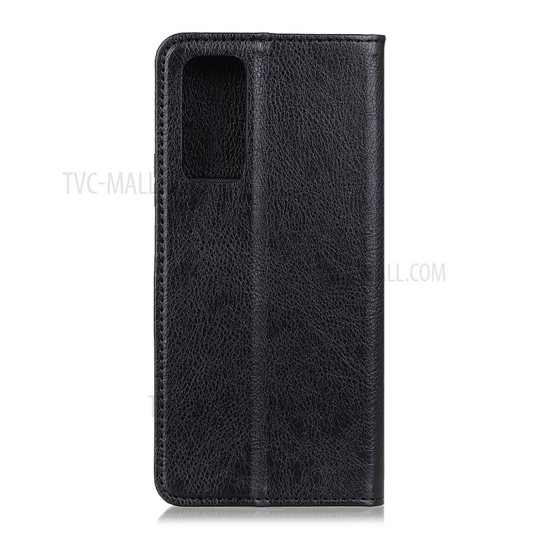 For OnePlus 9 Pro Automatic Suction Litchi Texture Split Leather Cover Case with Wallet Stand Design - Black-2