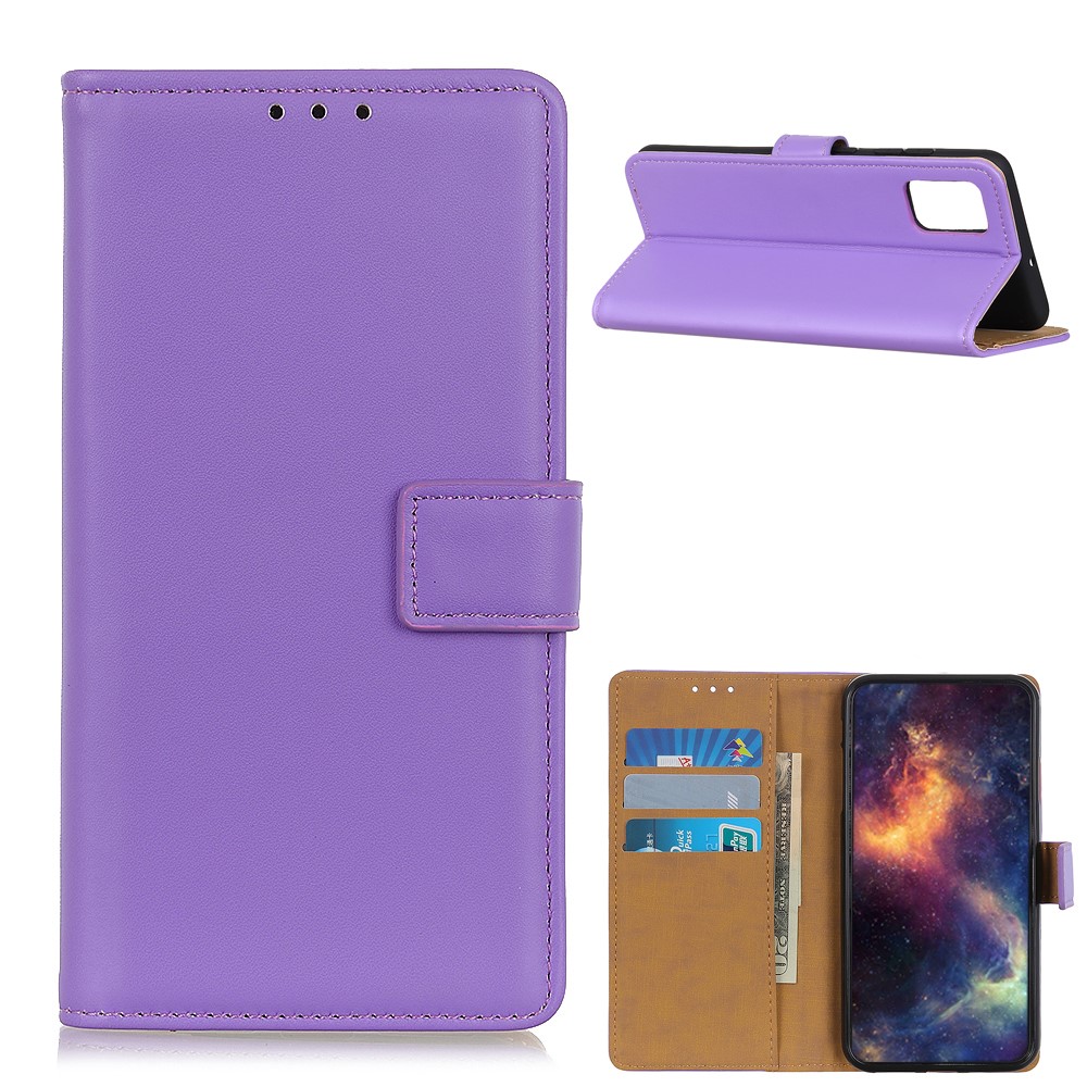 Leather Wallet Stand Mobile Phone Shell for OnePlus 9 Pro Magnetic Clasp Design Case - Purple-1