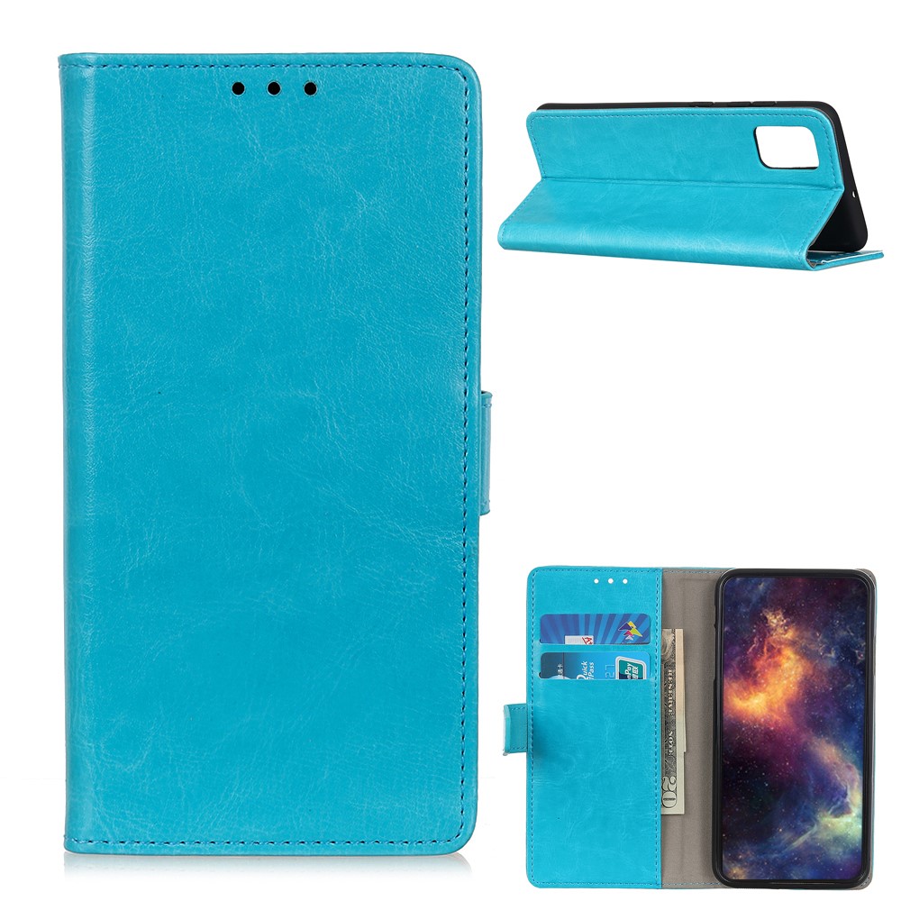 Leather Wallet Protective Phone Shell Stand Case for OnePlus 9 Pro - Blue-1