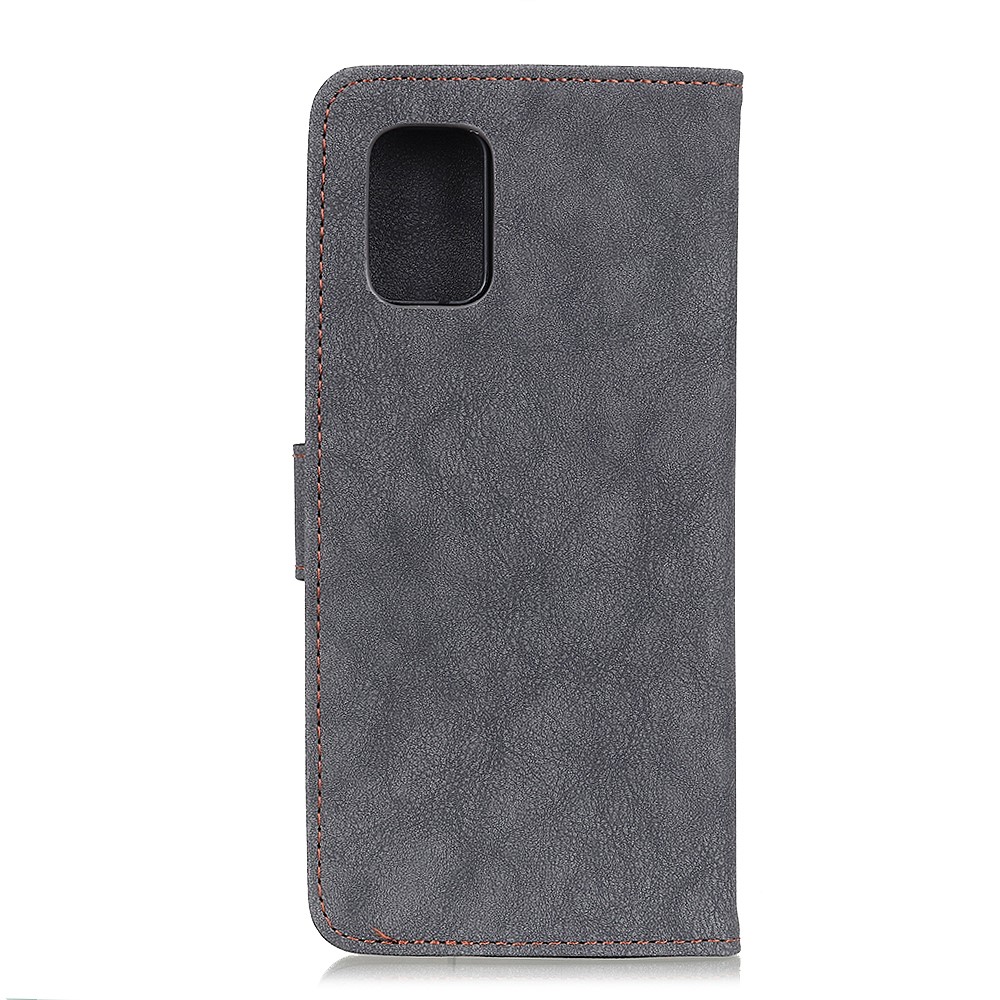 KHAZHEN Retro Stitching Split Leather Phone Cover Case Wallet Design for OnePlus 9 Pro - Black-8