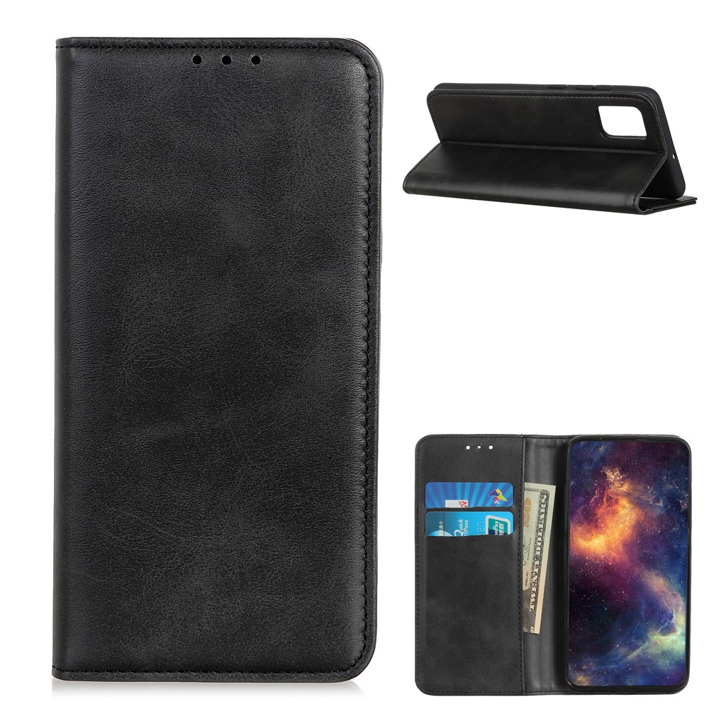 Para o OnePlus 9 Pro Stand Stand Split Leather Fechamento Magnético Caixa de Telefone - Preto