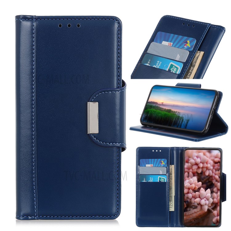 Wallet Stand PU Leather Mobile Phone Cover for OnePlus 9 Pro Case - Blue-3