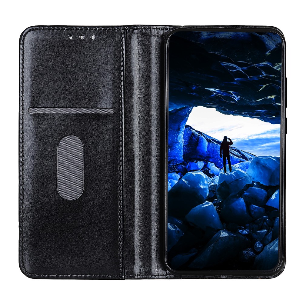 Auto-absorbed Split Leather Wallet Case Stand Cover for OnePlus 9 Pro - Black-4