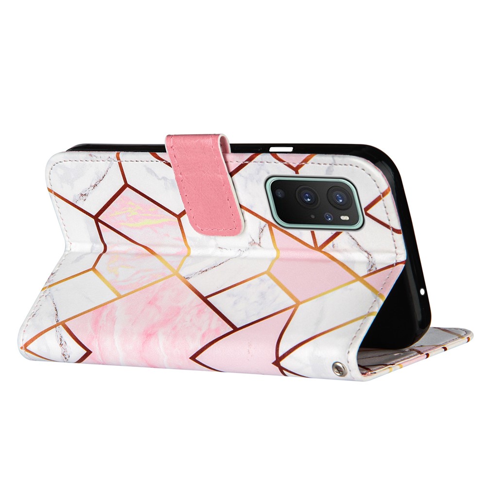 Splicing Marble Pattern Stand Leather Case with Lanyard for OnePlus 9 - Style A-4