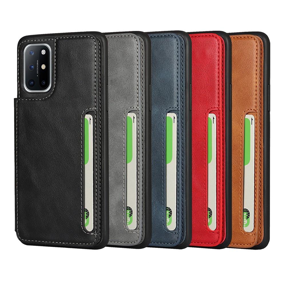 For OnePlus 8T Button Flip PU Leather Coated TPU Wallet Phone Cover Case - Black-10