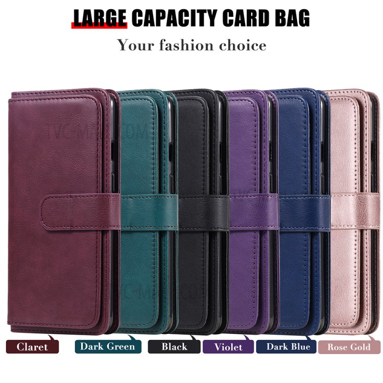 New Arrival Multi-function 10 Card Slots Design Leather Phone Cover Shell for OnePlus 8T - Black-15