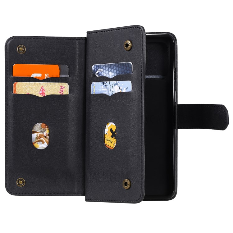 New Arrival Multi-function 10 Card Slots Design Leather Phone Cover Shell for OnePlus 8T - Black-8