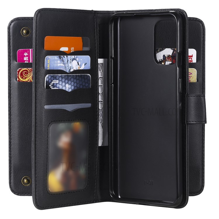 New Arrival Multi-function 10 Card Slots Design Leather Phone Cover Shell for OnePlus 8T - Black-9