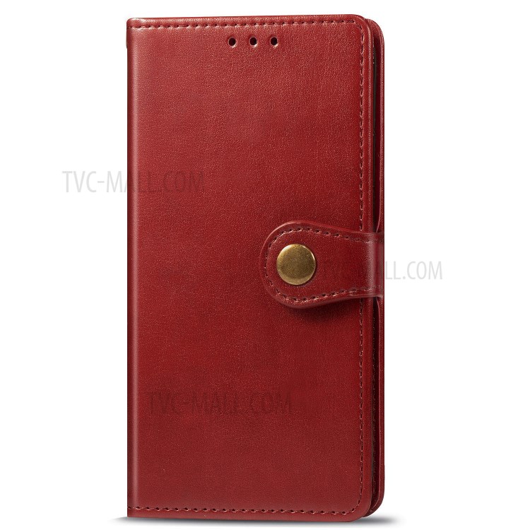 Round Buckle Design Wallet Stand Leather Phone Shell for OnePlus 8 Pro Solid Color Phone Case - Red-2