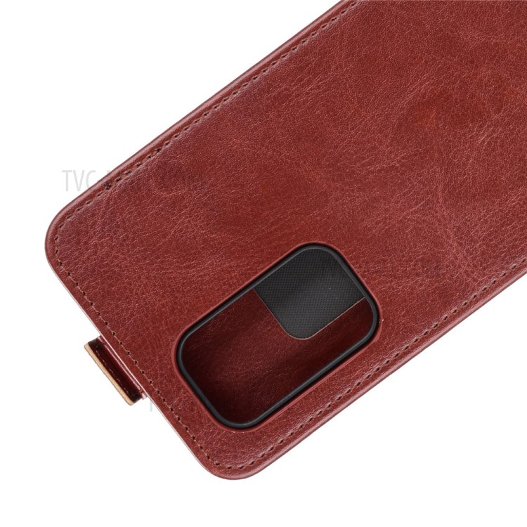 Vertical Flip Design Crazy Horse Texture Leather Case with Card Holder for OnePlus 9 - Brown-2