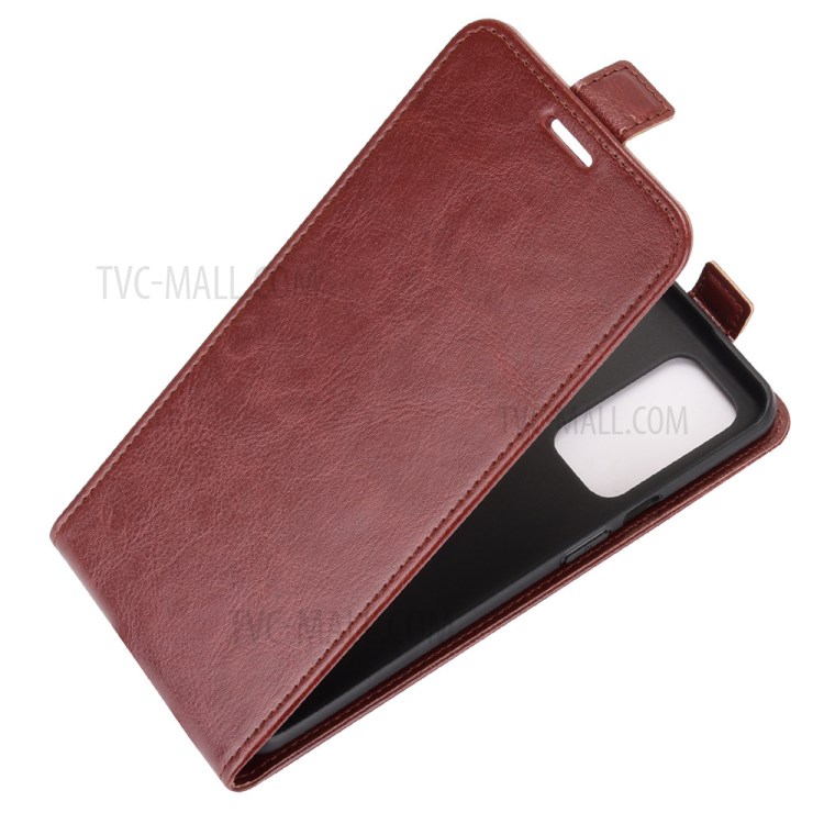 Vertical Flip Design Crazy Horse Texture Leather Case with Card Holder for OnePlus 9 - Brown-3