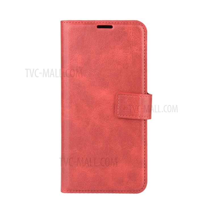 Wallet Design Magnetic Buckle Leather Stand Case for OnePlus 9 Cellphone Cover - Red-2