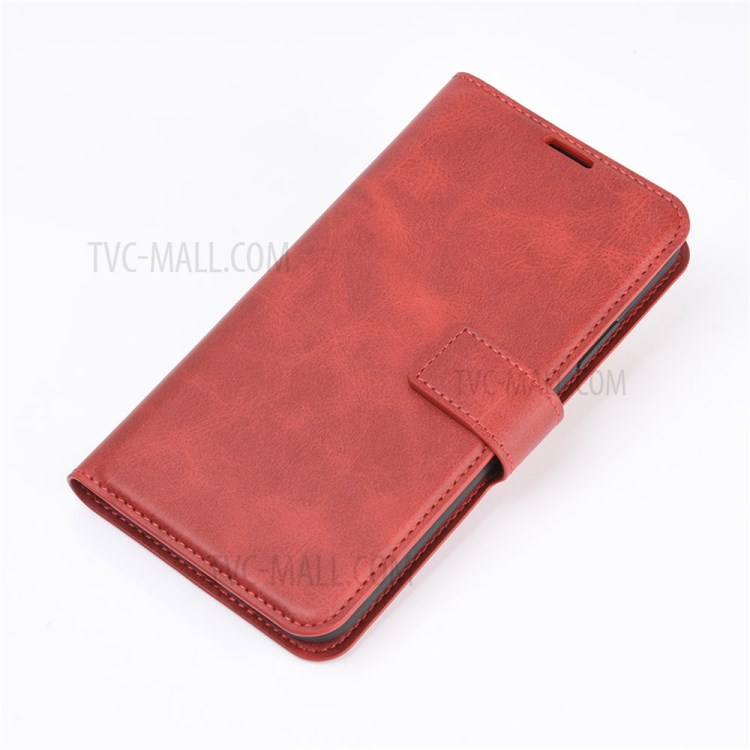 Wallet Design Magnetic Buckle Leather Stand Case for OnePlus 9 Cellphone Cover - Red-7